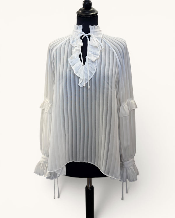 River island white pleated shirt Size 10