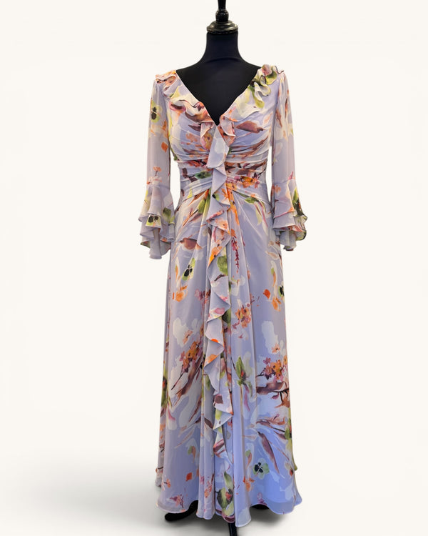Irresistible Lilac Floral Dress & Matching Fascinator Size 10