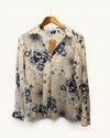 Emme cream/blue blouse size 10