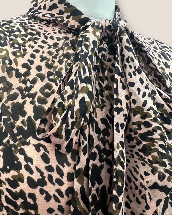 Reiss pink/black animal blouse Size 12