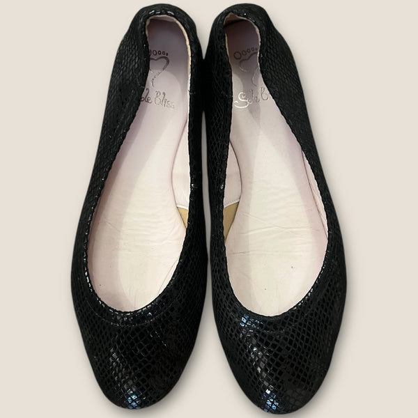 Sole Bliss Luna Black leather print ballet pumps 38.5