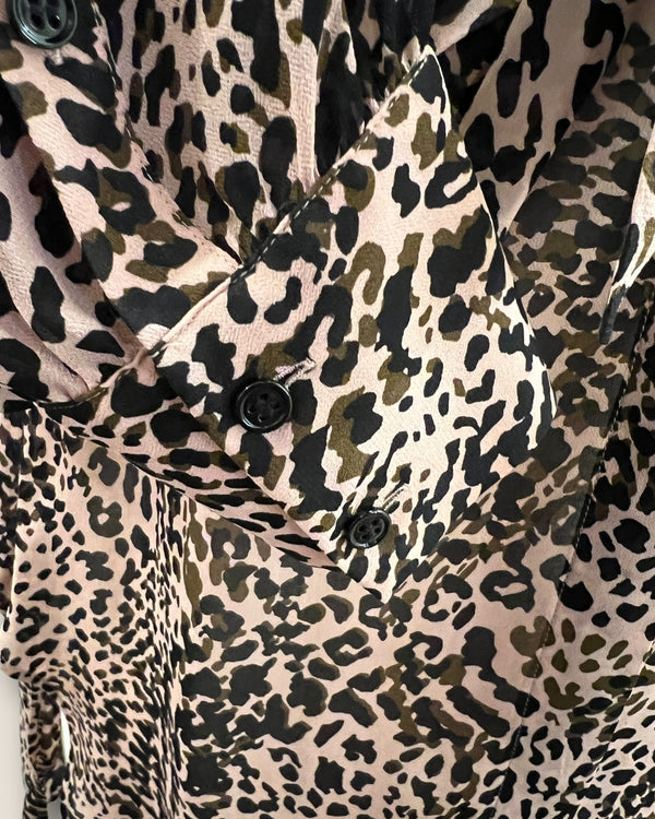 Reiss pink/black animal blouse Size 12
