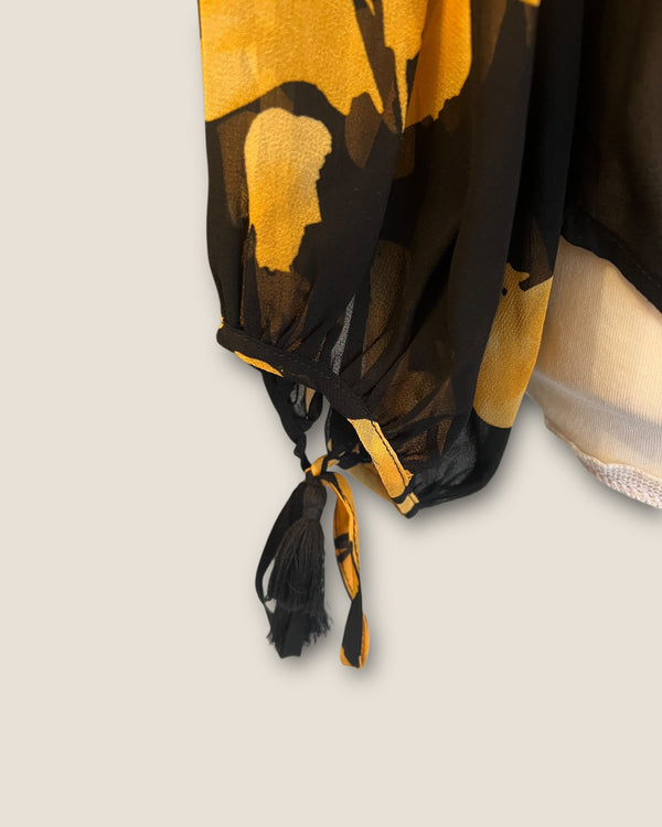Mint Velvet black/yellow floral blouse size 16