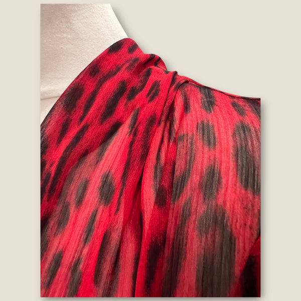 Michael Kors red leopard blouse size Small