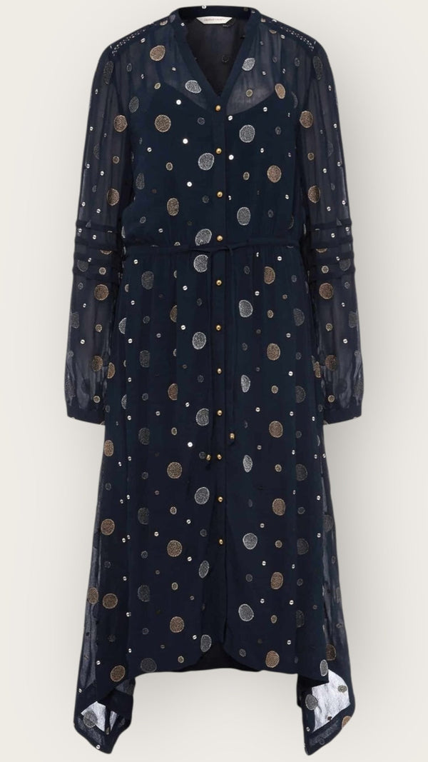 Phase Eight navy/gold dress Size 12