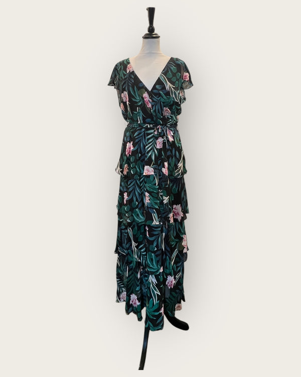 Gina Bacconi black/green floral dress Size 12