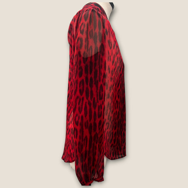 Michael Kors red leopard blouse size Small