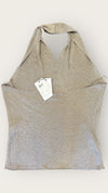 Reiss gold knitted halter neck top l 1624