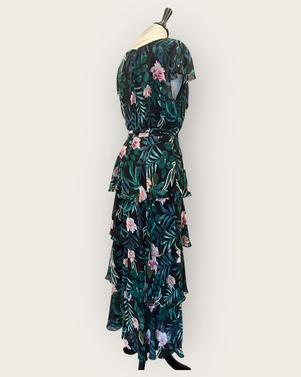 Gina Bacconi black/green floral dress Size 12