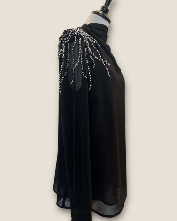 Mint Velvet black diamanté top Size small