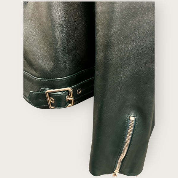 Christopher Kane dark green leather jacket size 14