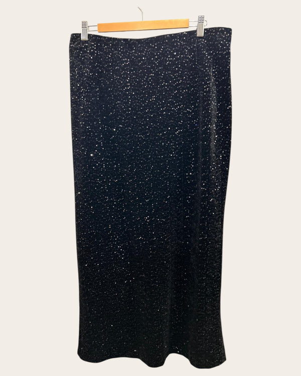 M&S black velvet/sequin maxi skirt size 16