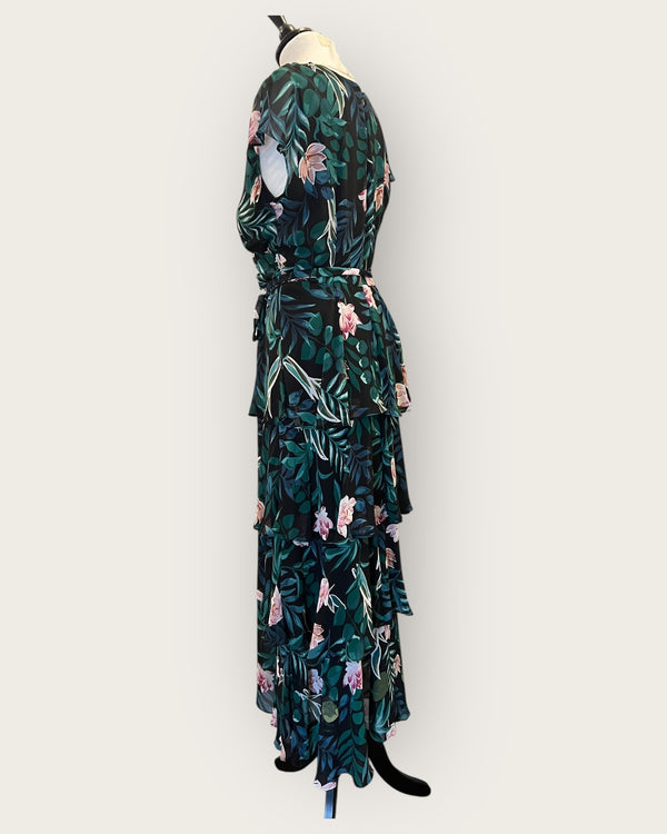 Gina Bacconi black/green floral dress Size 12