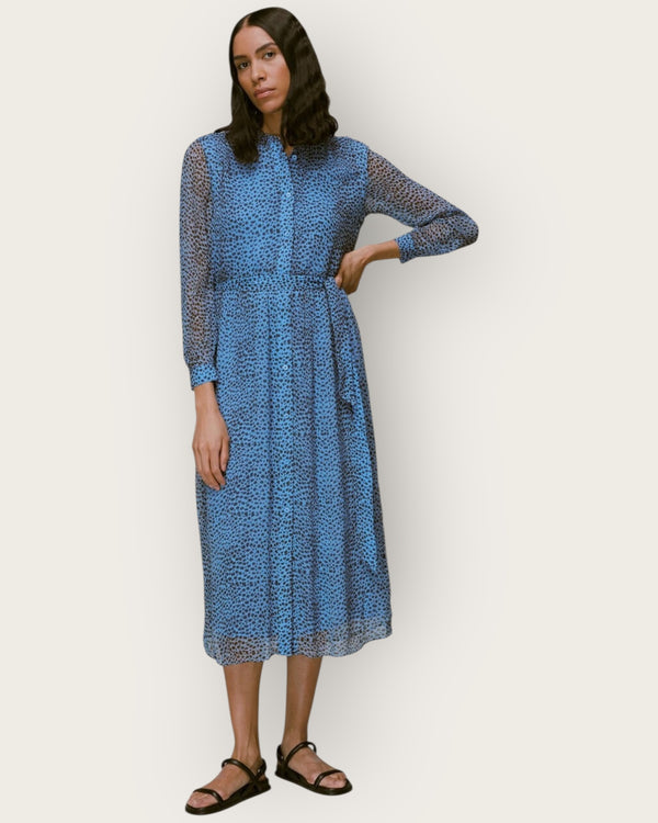 Whistles blue/black spot dress size 12