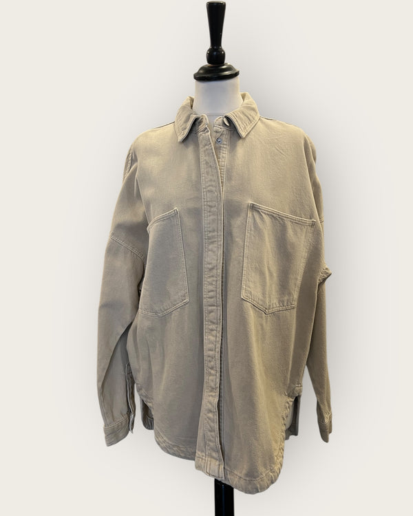 Zara Cargo cream over shirt size Small