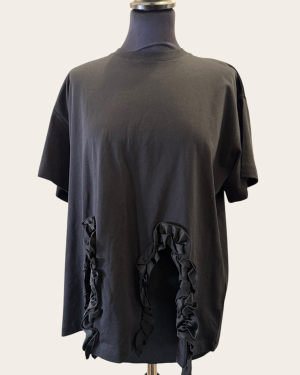 Christopher Kane black ruffle T-shirt size Large