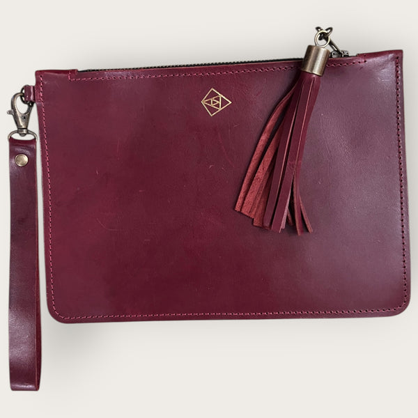 Rosanna Oxblood leather clutch