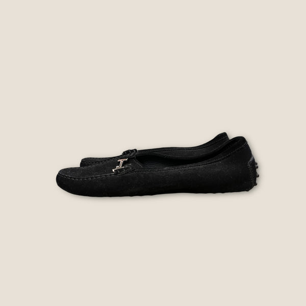 Tods Black suede car shoes/ loafers size 38