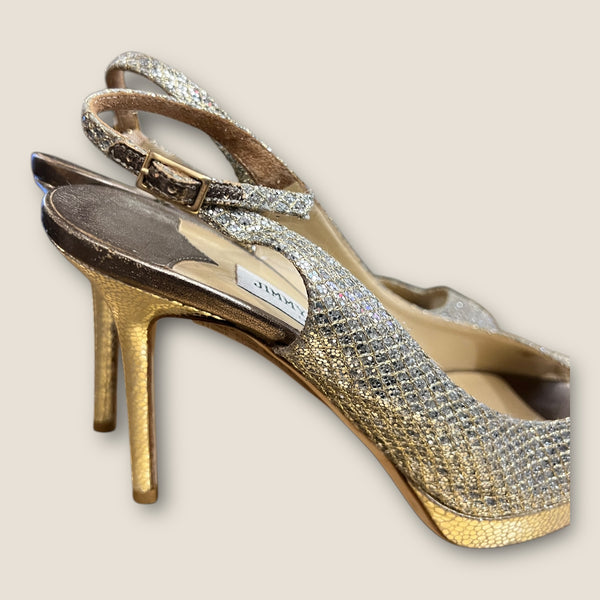 Jimmy choo gold sling backs size 39.5