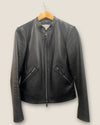 Reiss black leather jacket size 12