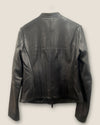 Reiss black leather jacket size 12