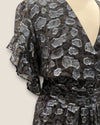 BA+SH silk silver foil ruffle dress size 1