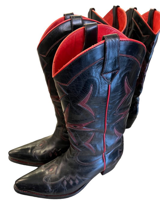 Jeffery West  black/red cowboy boots size 40