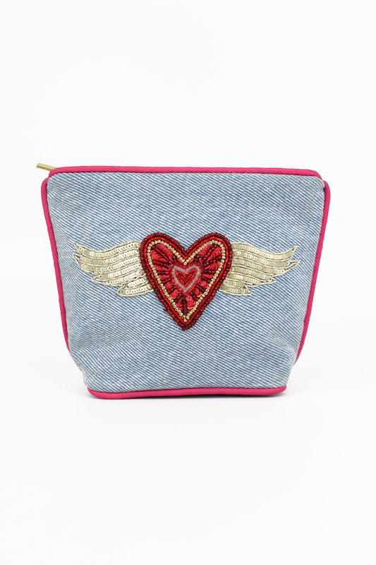 My Doris Flying Heart small denim purse