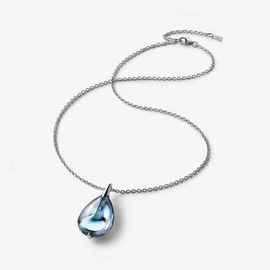 Baccarat Fleurs De Psydelic Aqua silver necklace