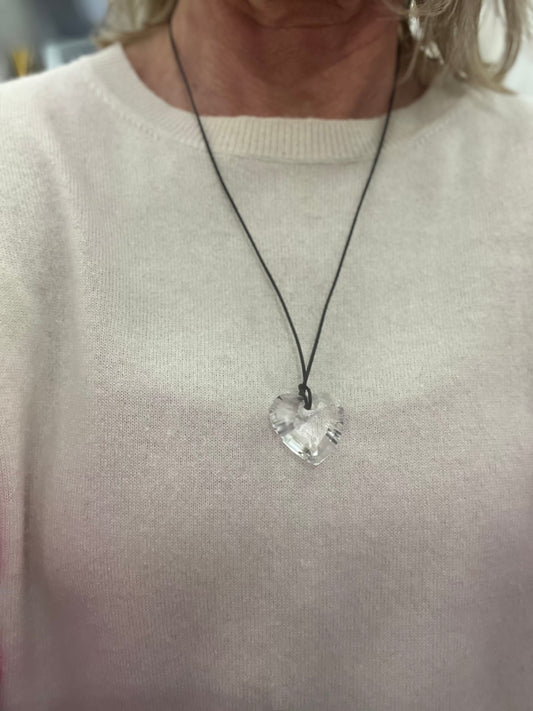 Swarovski Heart Crystal on a leather necklace