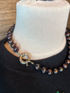 Dark grey Baroque Pearls short Necklace