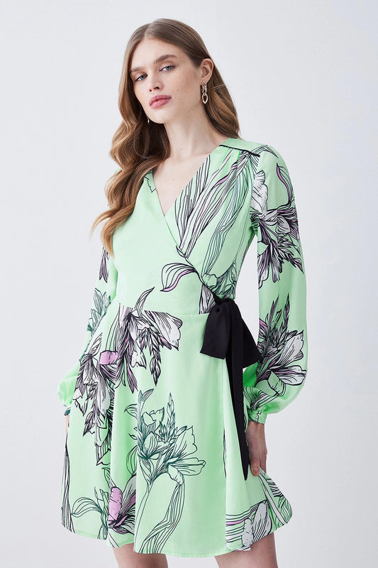 Karen Millen green Floral dress size 14
